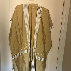 Elegant yello gold Embroidered Women's kaftan (open abaya)